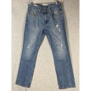 Levis 505 Medium Wash Regular 5 Pocket Denim Blue Jeans Men’s Size 34X30 Distr
